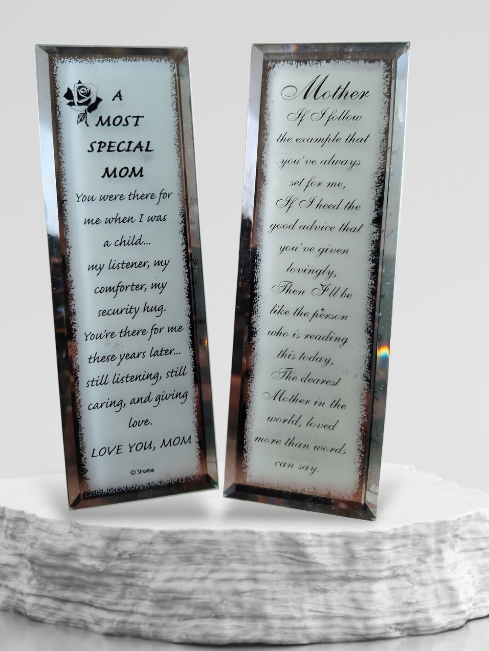 Mirrored Glass Mother Tribute Plaque - Silver